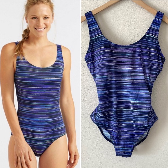 L.L. Bean Swim Ll Bean One Piece Modest Swimsuit Static Stripe
